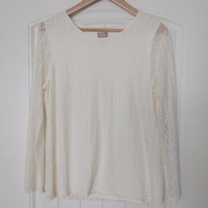 NWT Chico's Ivory All Over Lace Top - Size 1 (Medium)